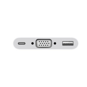 Con el adaptador multipuerto de USB-C a VGA puedes conectar un monitor VGA a tu Mac con USB‑C o Thunderbolt 3 (USB-C), además de un accesorio USB estándar y un cable USB-C para cargar tu dispositivo.