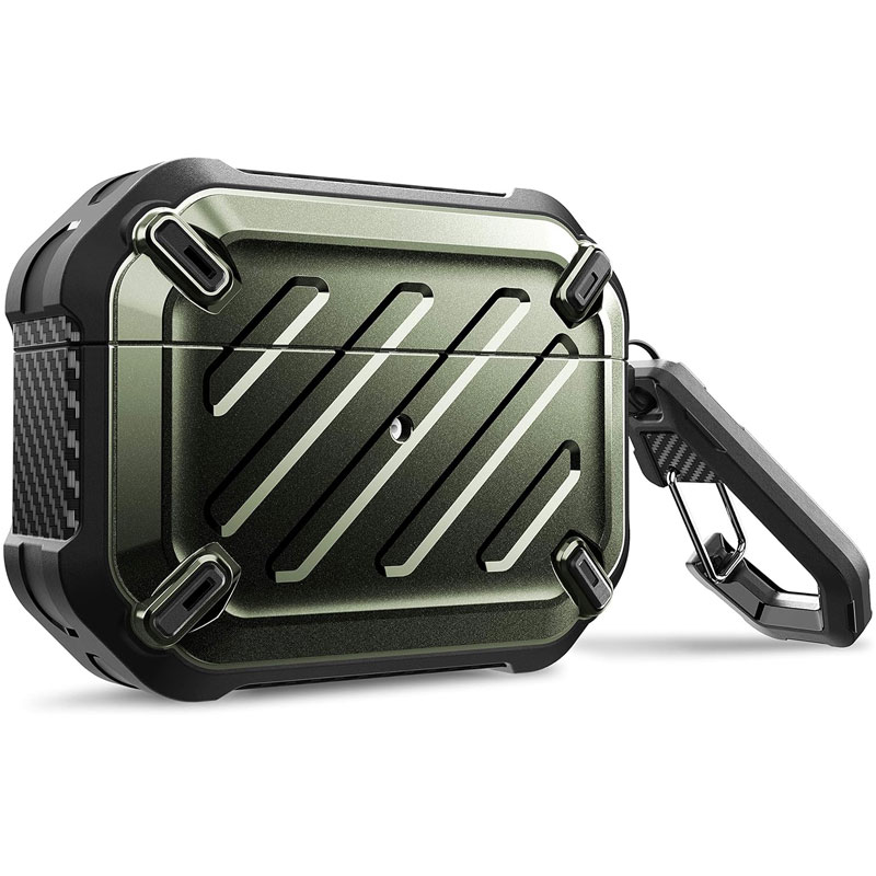 Custodia SUPCASE Per AirPods Pro 1a/2a Gen - Protezione Militare Con Moschettone, Compatibile MagSafe, Anti-Graffio, Include Penna Puliscigriglie